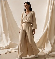 Neutral-toned luxury fashion look
