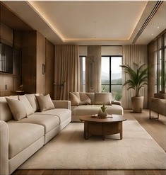 Warm contemporary living room interior