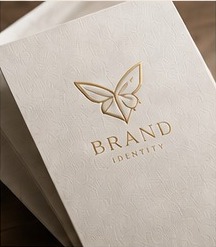 Embossed brand identity stationery