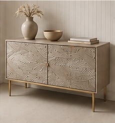Sculpted luxury console cabinet