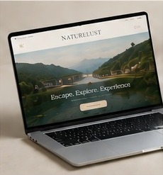 Luxury travel website displayed on a laptop